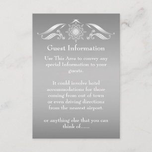 D'accompagnement Elégante carte d'information Silver White Guest