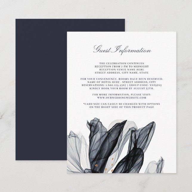 D'accompagnement Elégante carte d'insertion de Mariage de la marine (Devant / Derrière)
