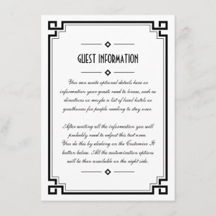D'accompagnement Elégante carte d'insertion Mariage Art Déco Cadre