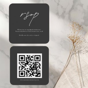 D'accompagnement Elégante carte RSVP de mariage noir avec code QR