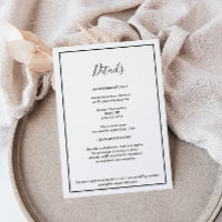 Élégante Mariage moderne Détails Carte de boîtier