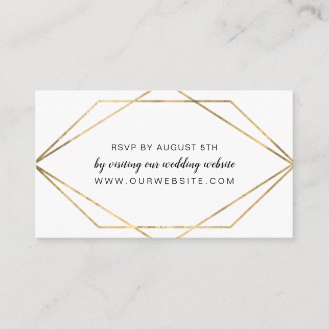 D'accompagnement Faux Gold Geometry Frame mariage RSVP carte en lig (Devant)