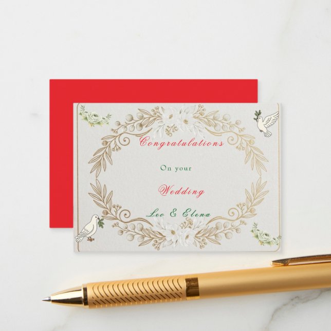 D'accompagnement Félicitations pour votre carte de mariage jointe (Devant/Arrière en situation)
