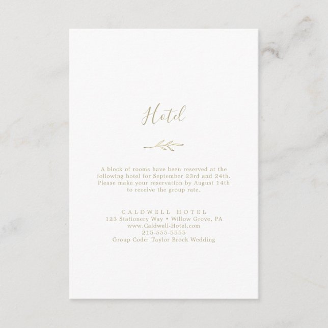 D'accompagnement Feuille minimale | Carte de boîtier Gold Hotel (Devant)