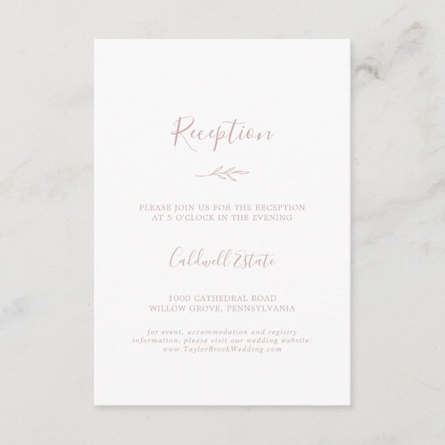 D'accompagnement Feuille minimale | Carte d'insertion de réception  (Devant)