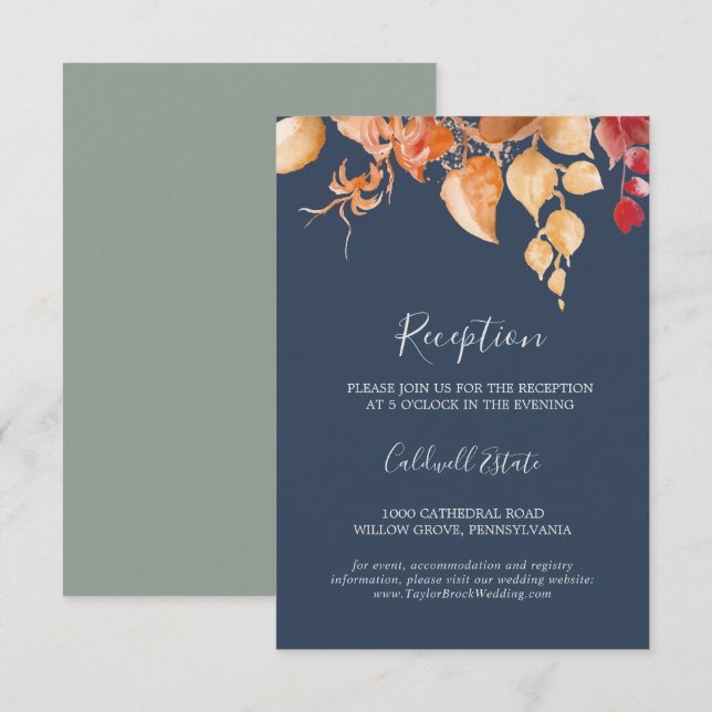 D'accompagnement Feuilles automnales | Carte d'insertion de récepti (Devant / Derrière)