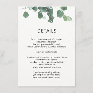 D'accompagnement Feuilles d'aquarelle détails mariages carte d'info