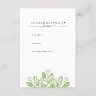 D'accompagnement Feuilles verts Carte d'information sur l'aquarel