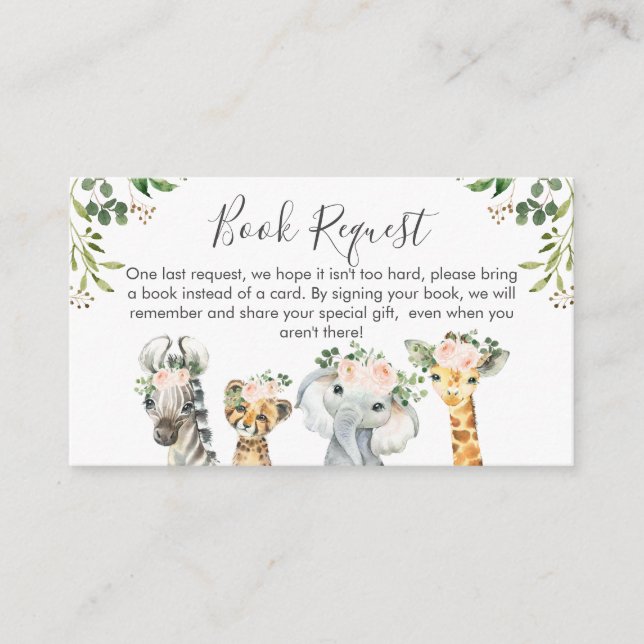 D'accompagnement Filles Safari Animaux Demande de réservation Carte (Devant)