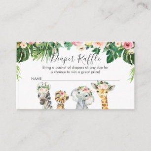 D'accompagnement Filles Safari Animaux Diaper Carte Raffle Insertio