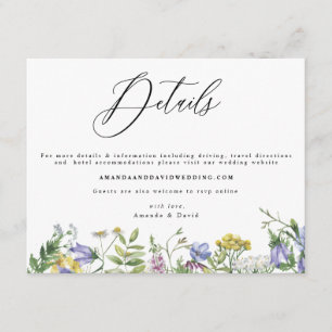 D'accompagnement Fleur sauvage Garden Boho Mariage Détails Carte