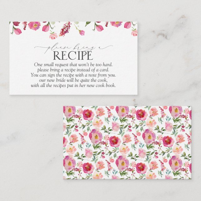 D'accompagnement Fleurs Roses Apportez Une Carte De Boîtier Recette (Devant / Derrière)