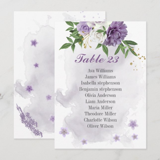 D'accompagnement fleurs violettes carte de sièges vert (Devant / Derrière)