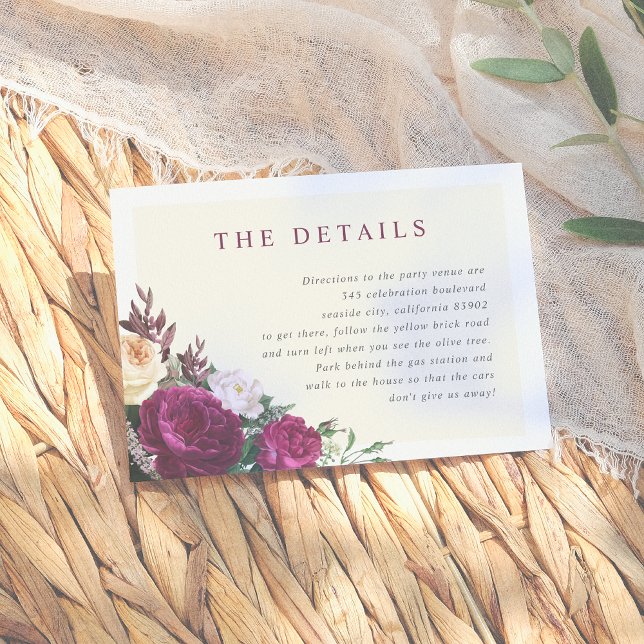 D'accompagnement Floral Bourgogne & Crème Détails Carte de boîtier (Créateur téléchargé)