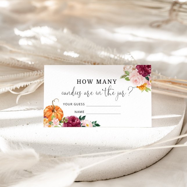 D'accompagnement Floral citrouille devine combien de bonbons carte (Créateur téléchargé)