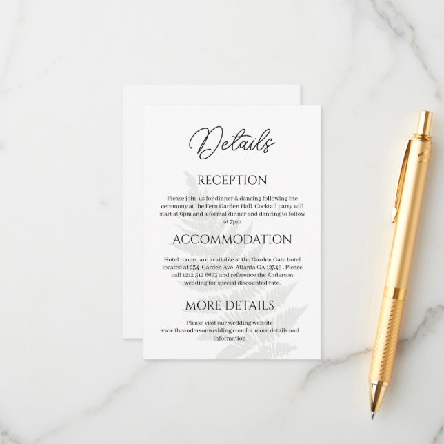 D'accompagnement Forest Green Fermes Détails du Mariage Carte de bo (Devant/Arrière en situation)