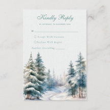 Forêt d'hiver verte romantique Mariage Carte RSVP