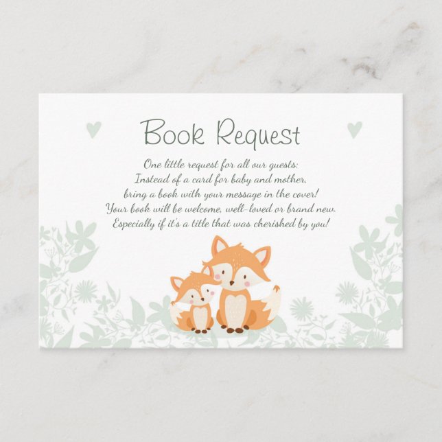D'accompagnement Fox Baby shower Apportez une carte de livre Woodla (Devant)