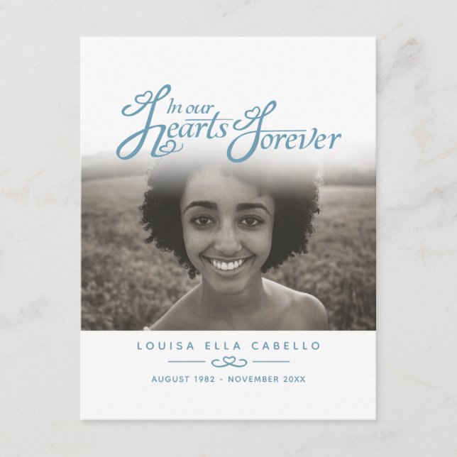 D'accompagnement Funérailles dans nos coeurs bleu blanc carte de po (Devant)