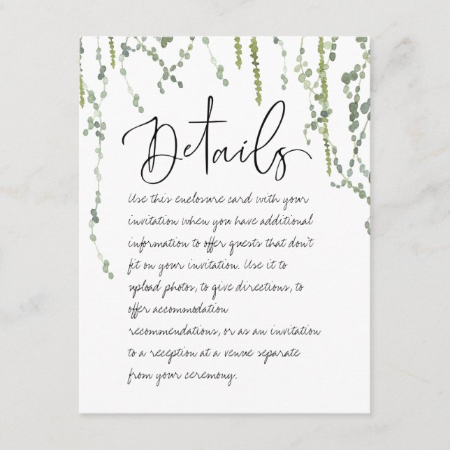 D'accompagnement Green Vines Détails Carte de boîtier (Devant)
