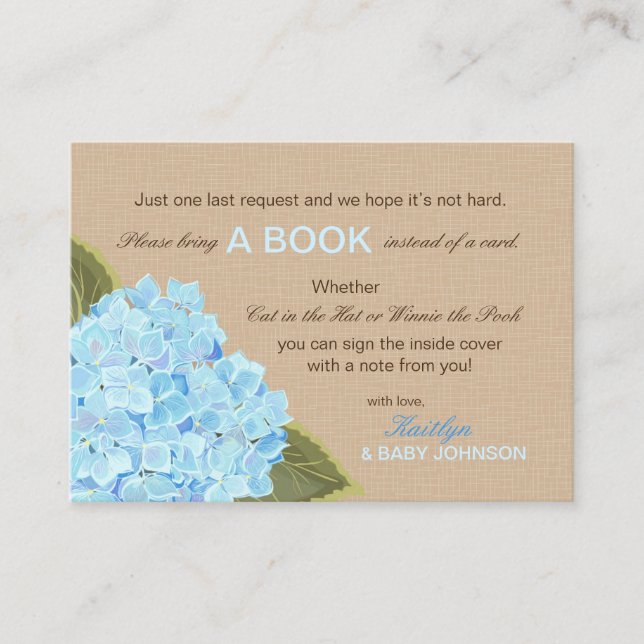 D'accompagnement Hydrangée Bleue Rustique Lire Une Carte De Livre (Devant)