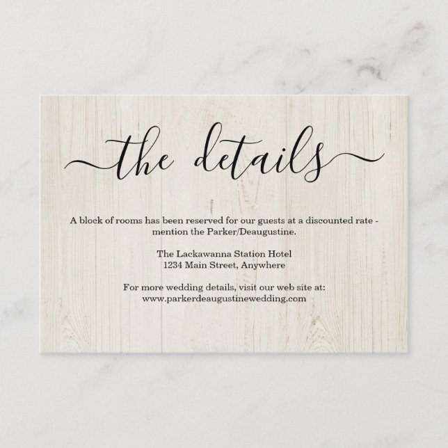 D'accompagnement Information / Détails Carte de boîtier - Bois rust (Devant)