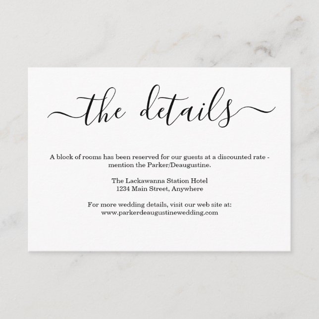 D'accompagnement Information / Détails Carte de boîtier - Simple (Devant)