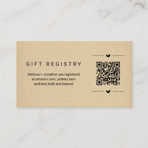 D'accompagnement Insertion de la carte de registre cadeau de code Q