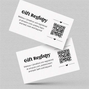 D'accompagnement Insertion de la carte de registre cadeau de code Q