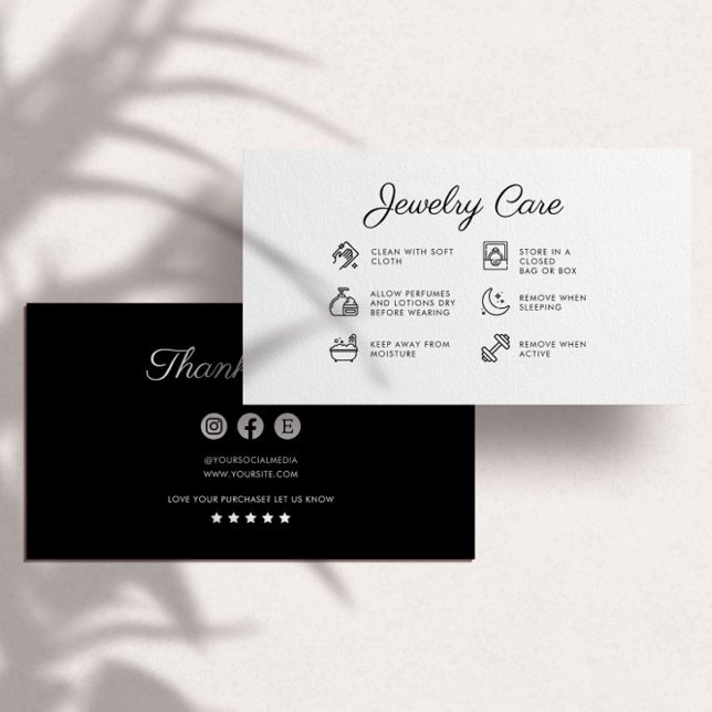 D'accompagnement Instructions pour la bijouterie Carte de remerciem (Créateur téléchargé)