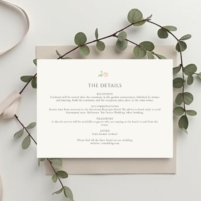 D'accompagnement Ivoire | Carte d'information de mariage chic flora (Créateur téléchargé)