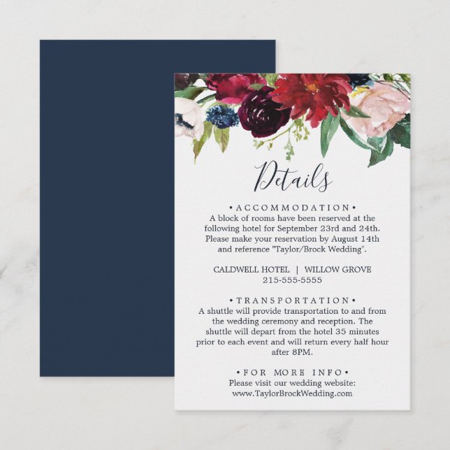 D'accompagnement Jardin d'automne | Burgundy Details Carte de boîti (Devant / Derrière)