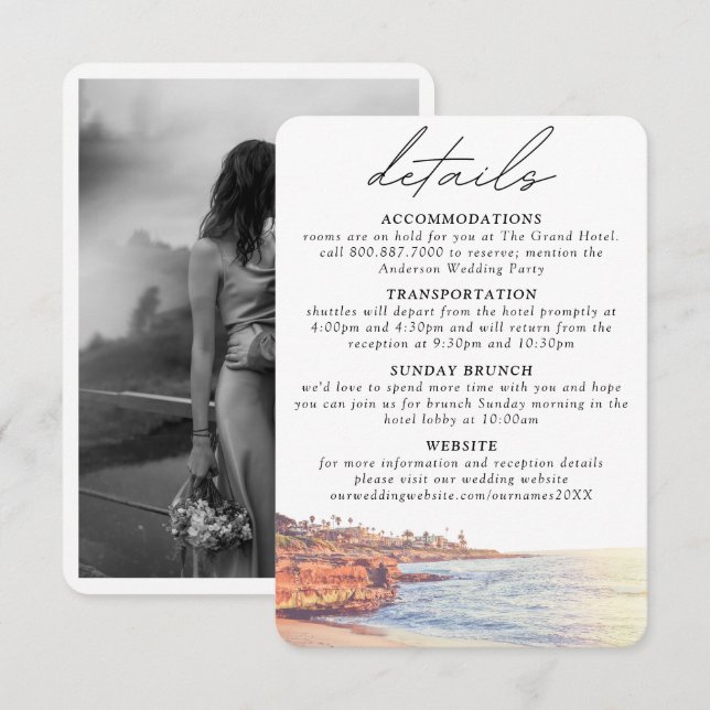 D'accompagnement La Jolla Détails du Mariage Carte de boîtier (Devant / Derrière)