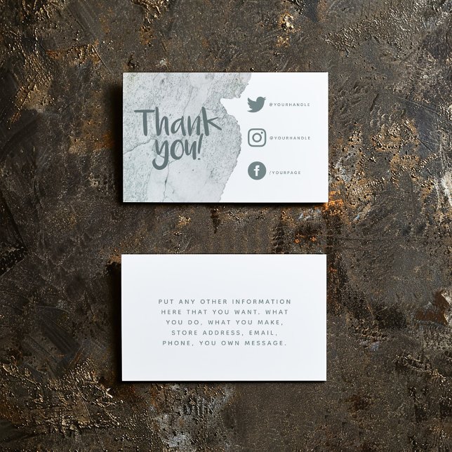 D'accompagnement Laver aquarelle merci Liens sociaux insérer carte (Stone watercolor thank you insert Card for customer orders with social media details and message)