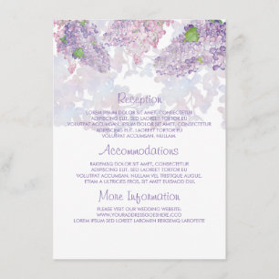 D'accompagnement Lilac Aquarelles Information du Mariage Carte d'hô