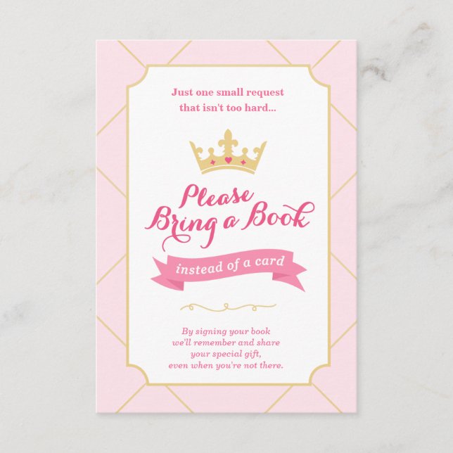D'accompagnement Livre au lieu d'une carte | Princesse Baby shower  (Devant)
