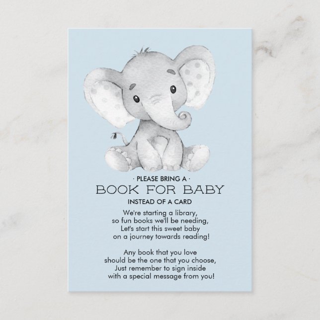 D'accompagnement Livre Baby shower éléphant pour la carte bébé (Devant)
