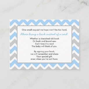 D'accompagnement Livre Baby shower insert carte garçon bleu gris ch