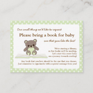 D'accompagnement Livre Baby shower vert Teddy Insérer une carte de 