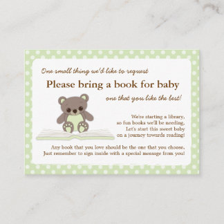 D'accompagnement Livre Baby shower vert Teddy Insérer une carte de