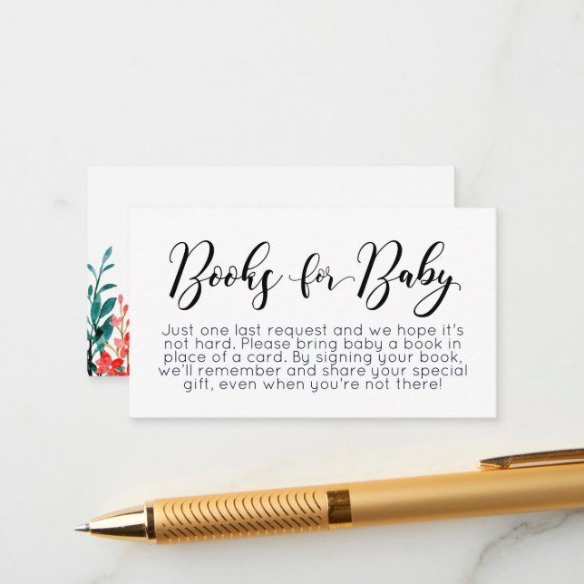 D'accompagnement Livres à fleurs d'aquarelle pour la carte de boîti (Devant/Arrière en situation)