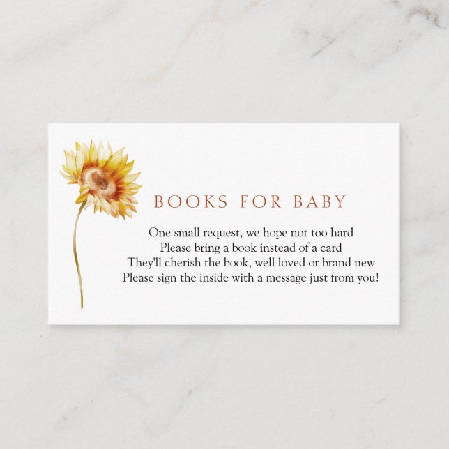 D'accompagnement Livres de tournesol pour Baby insert carte (Devant)