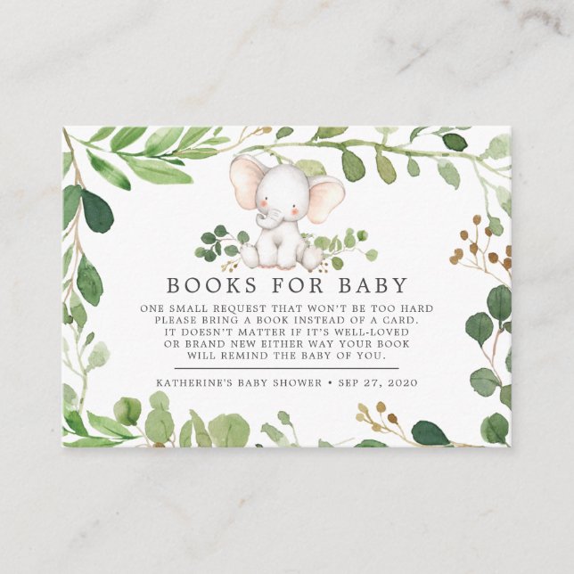 D'accompagnement Livres éléphants pour carte Baby shower bébé (Devant)