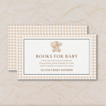 Livres en vichy pour bébé - Insert pour carte de b