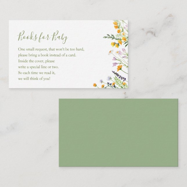 D'accompagnement Livres fleur sauvage pour carte de boîtier Baby sh (Devant / Derrière)