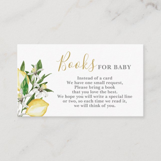 D'accompagnement Livres floraux citrons pour carte bébé (Devant)