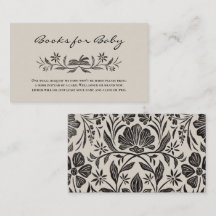 Livres floraux noirs pour carte d'insertion bébé