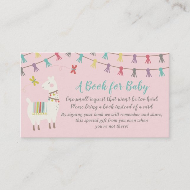 D'accompagnement Llama Apportez Une Carte Baby shower Livre Rose (Devant)