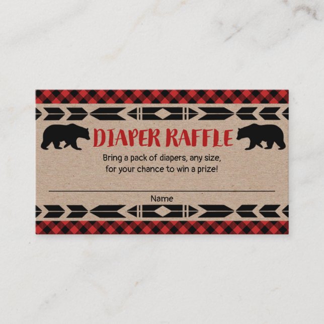 D'accompagnement Lumberjack ours garçon baby shower carte de tombol (Devant)