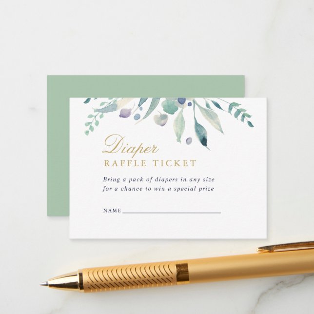 D'accompagnement Luxe Baby shower Floral Carte Raffle (Devant/Arrière en situation)